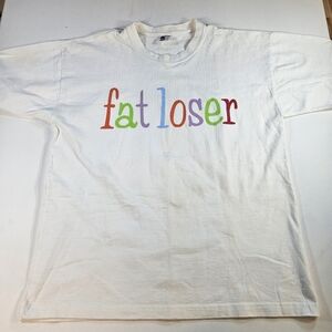 vintage 90s DON IMUS FAT LOSER T-Shirt LARGE rock concert soft White